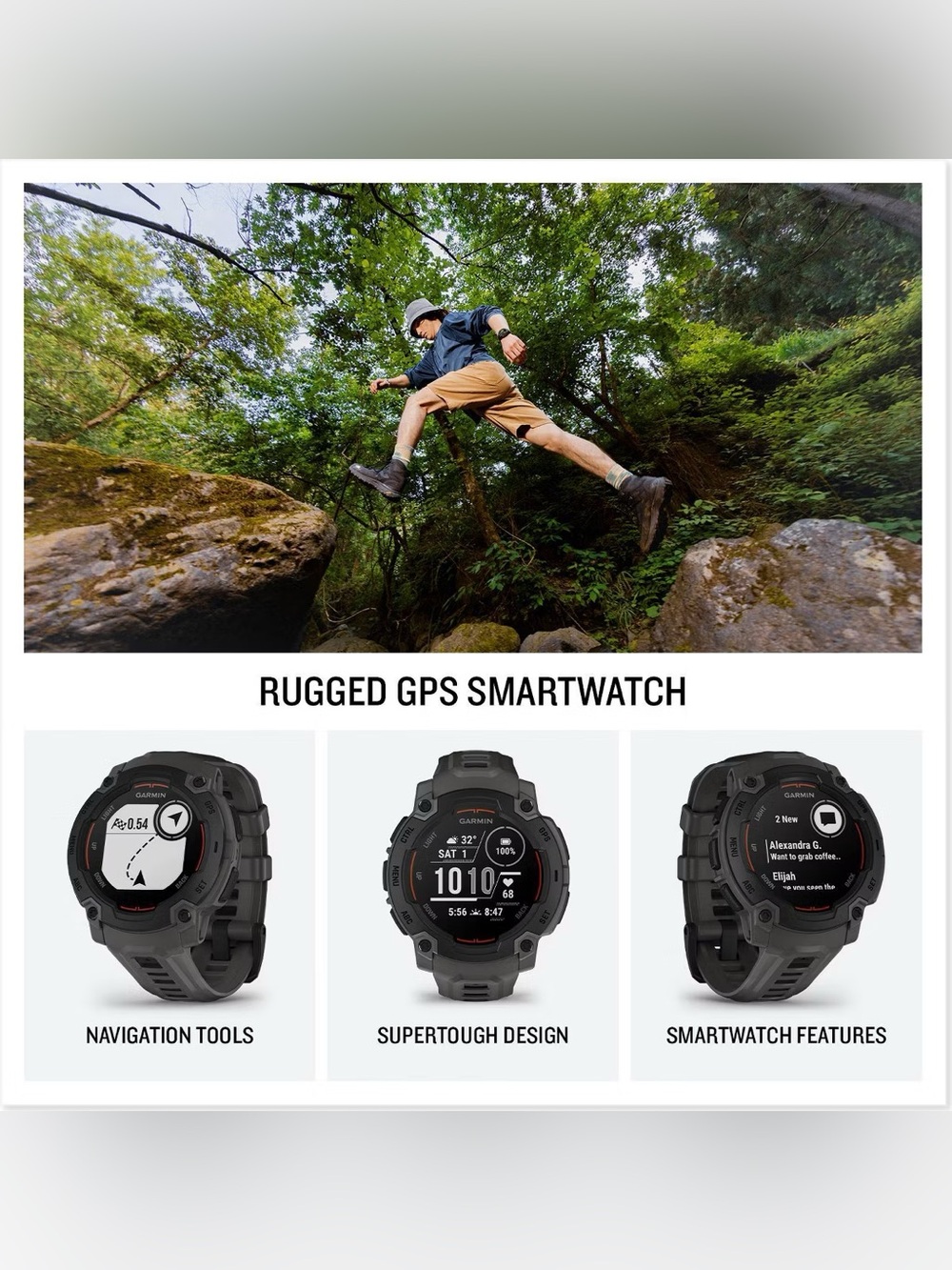 Garmin Rugged GPS Smartwatch in Dark Gray with Black Bezel - Picture 9 of 16